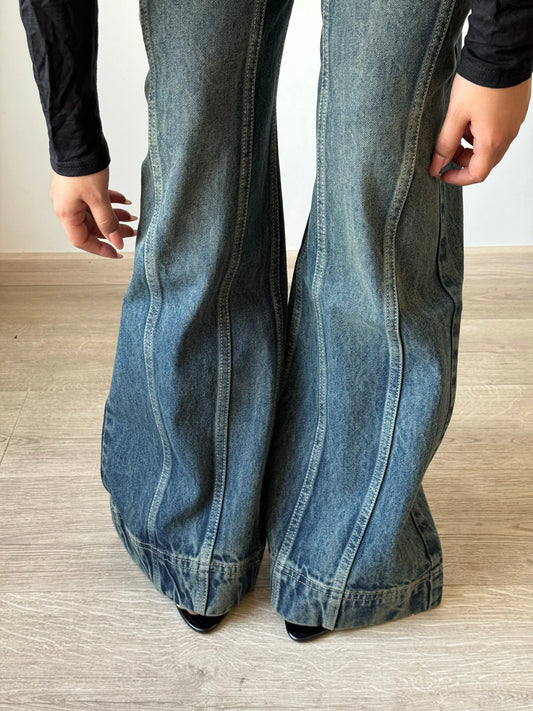 Tinted Vintage Washed Wide Leg Baggy Jeans - Core Denims
