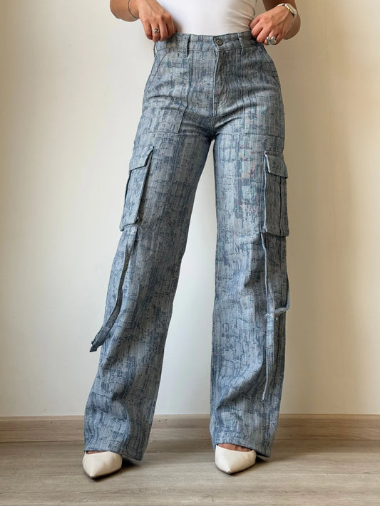 High-End Bamboo Texture Jacquard Cargo Pants - Core Denims