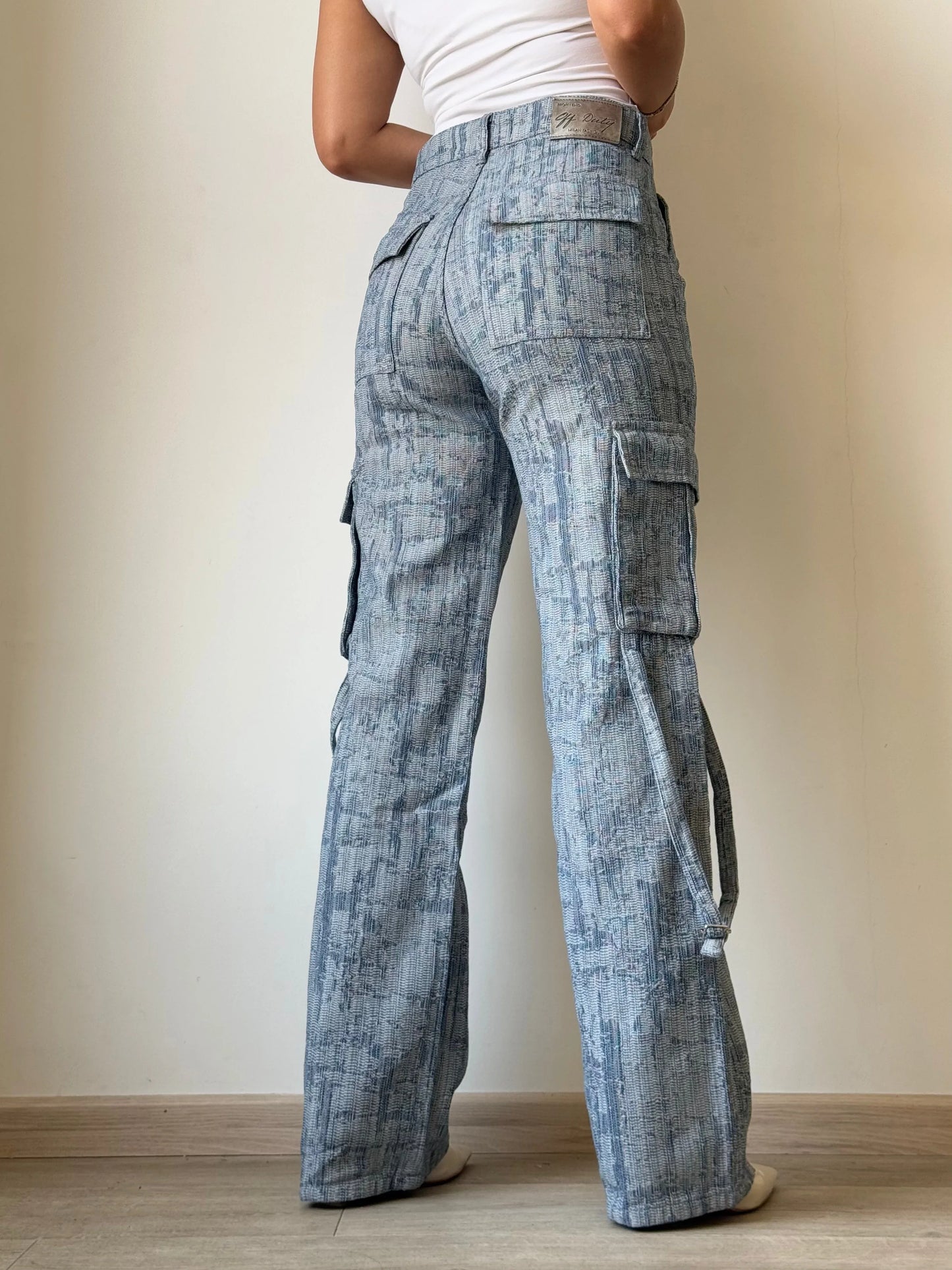 High-End Bamboo Texture Jacquard Cargo Pants - Core Denims
