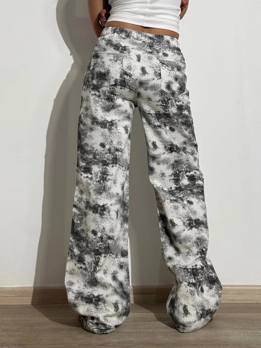 Graffiti Splash Wide Leg Denim Joggers - Core Denims