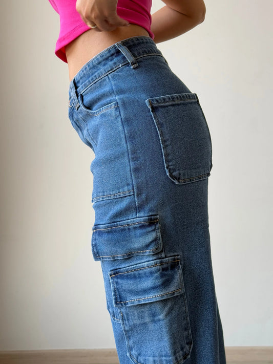 Boyfriend Cargo Wide Leg Denims - Core Denims