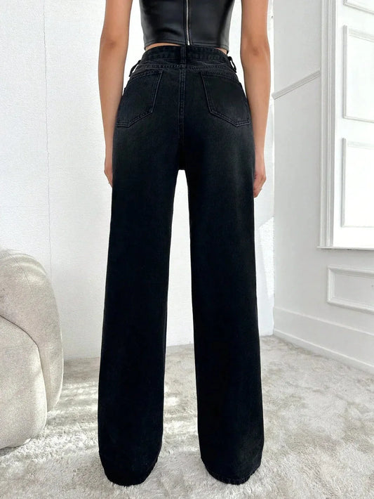 Blackish Super Rise Straight Leg Jeans - Core Denims