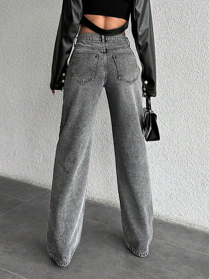 Basic Light Grey Wash Straight Leg Jeans - Core Denims