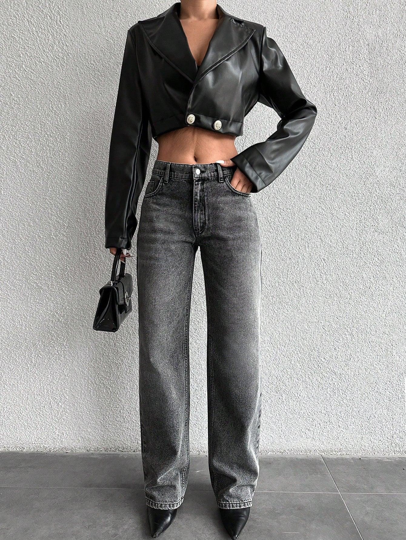 Basic Light Grey Wash Straight Leg Jeans - Core Denims