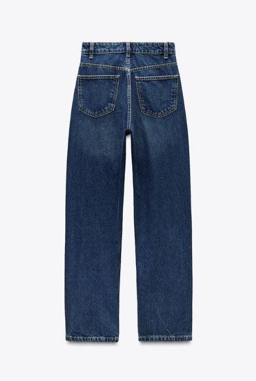 DARK BLUE MOM FIT HIGH-WAIST JEANS - Core Denims