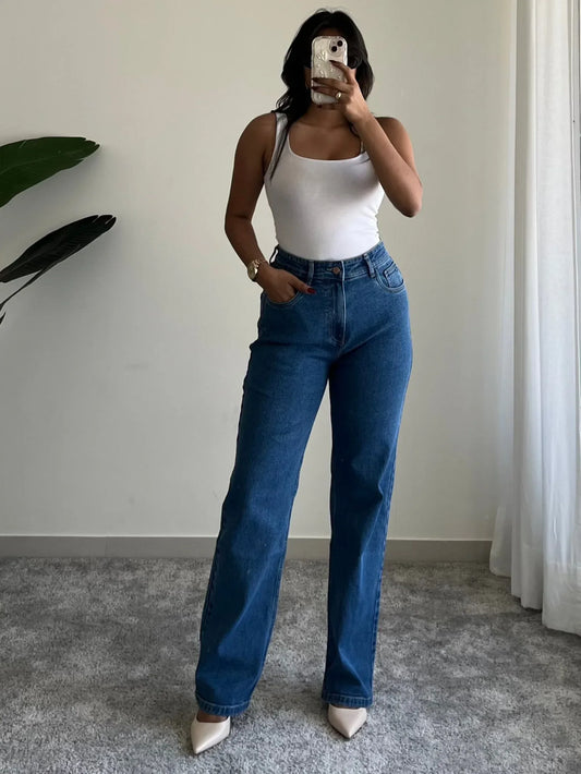 Dark Blue Stone Wash Straight Fit Jeans - Core Denims