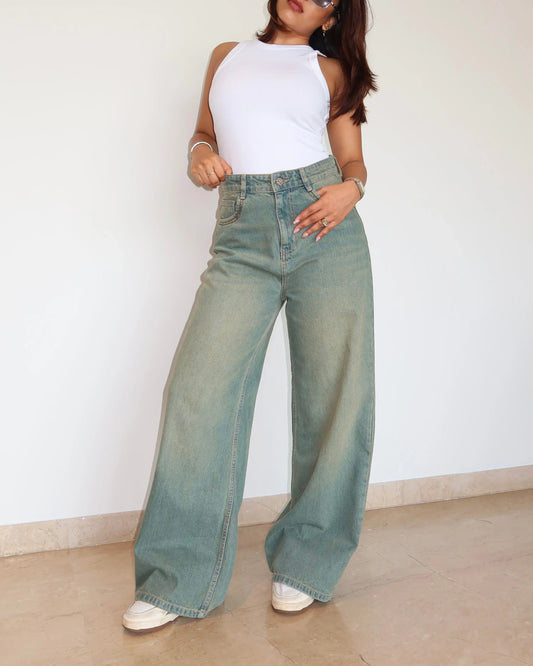 Rust Fade Baggy Wide Leg Jeans - Core Denims