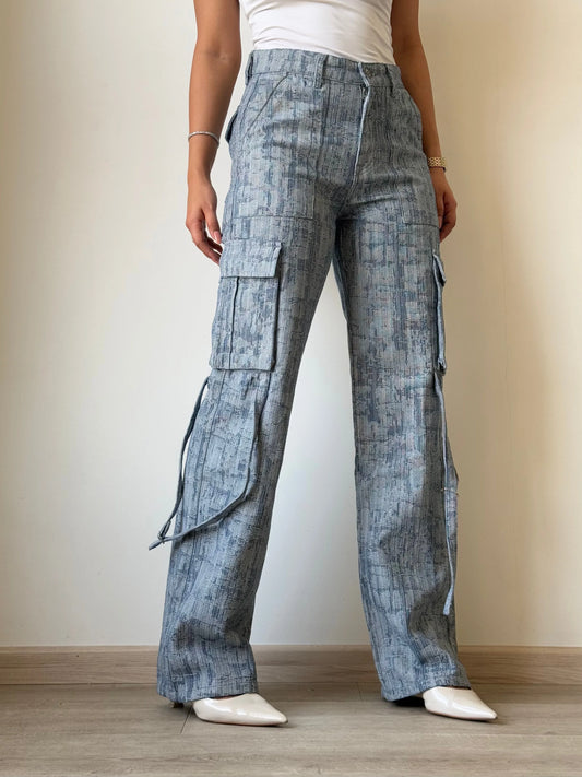 High-End Bamboo Texture Jacquard Cargo Pants - Core Denims