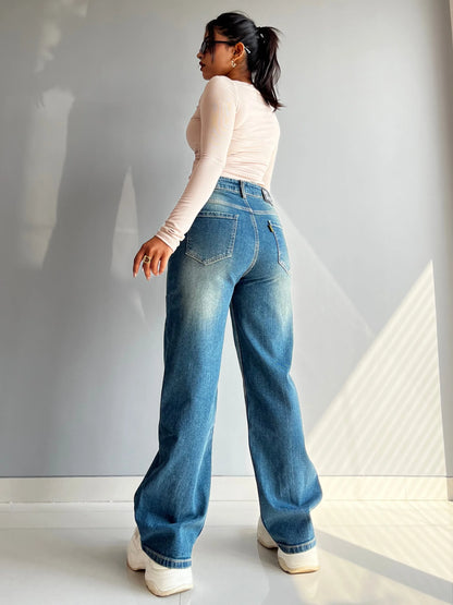 90's Blue Ripped Baggy fit Jeans - Core Denims