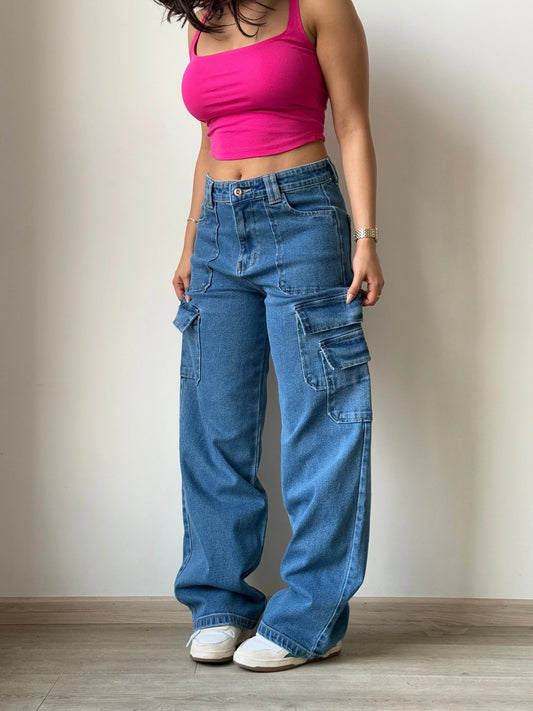 Boyfriend Cargo Wide Leg Denims - Core Denims
