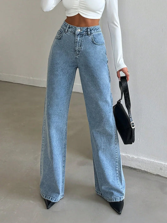 Blue Flex Stone Blue Wide Leg Jeans - Core Denims