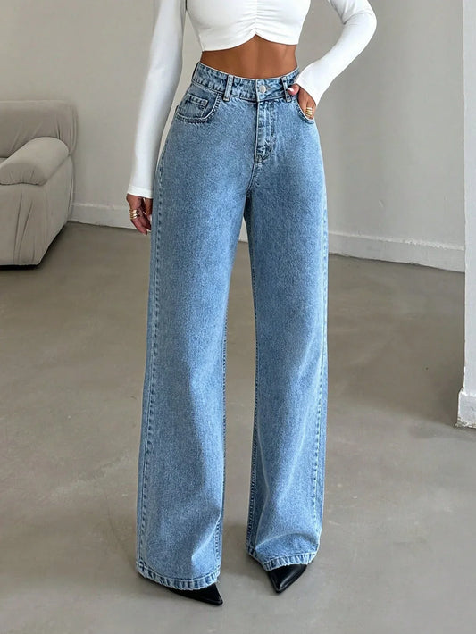 Blue Flex Stone Blue Wide Leg Jeans - Core Denims