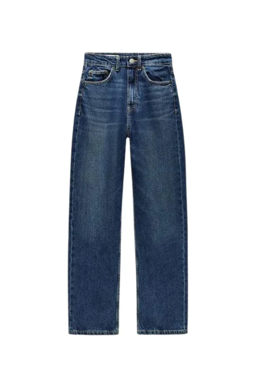 DARK BLUE MOM FIT HIGH-WAIST JEANS - Core Denims